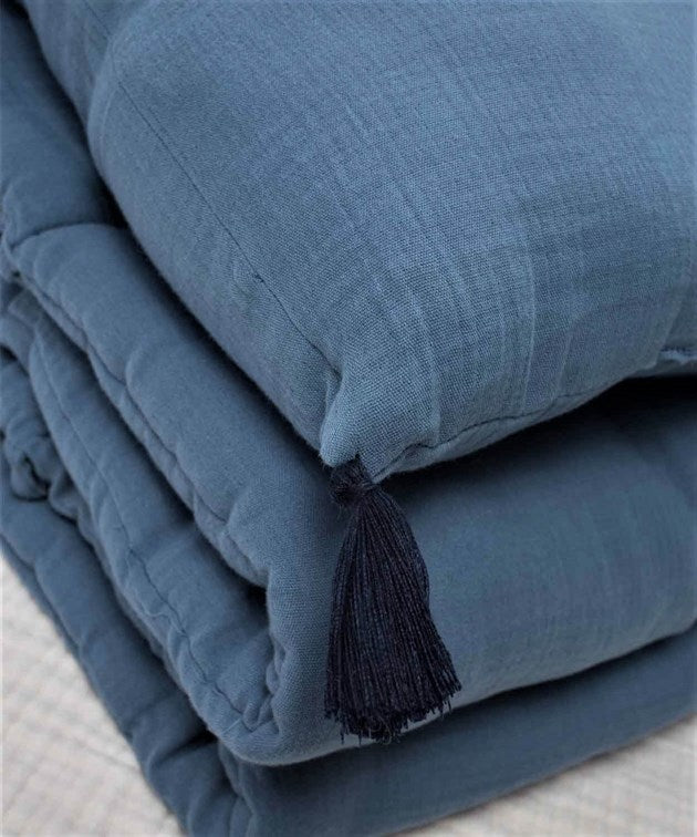 Anesore krevati me dimenzion 32x180cm, material muslin - ngjyre blu