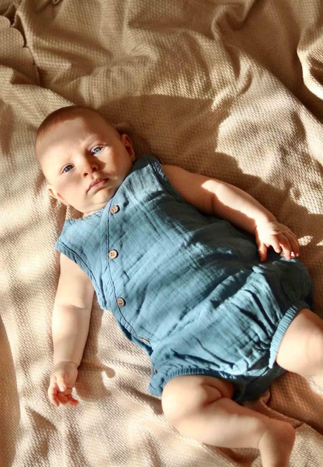 Kominoshe verore 0-3 vjet, Muslin - Blu vjollcë