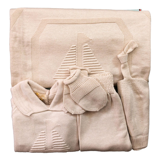 Kuti për të posalindur 5 pjesë - Knitted Beige