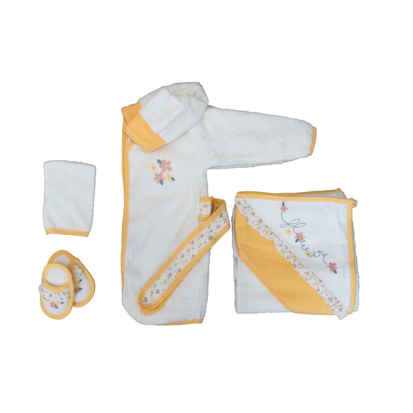 Set bornoz dhe peshqir për fëmijë - Yellow
