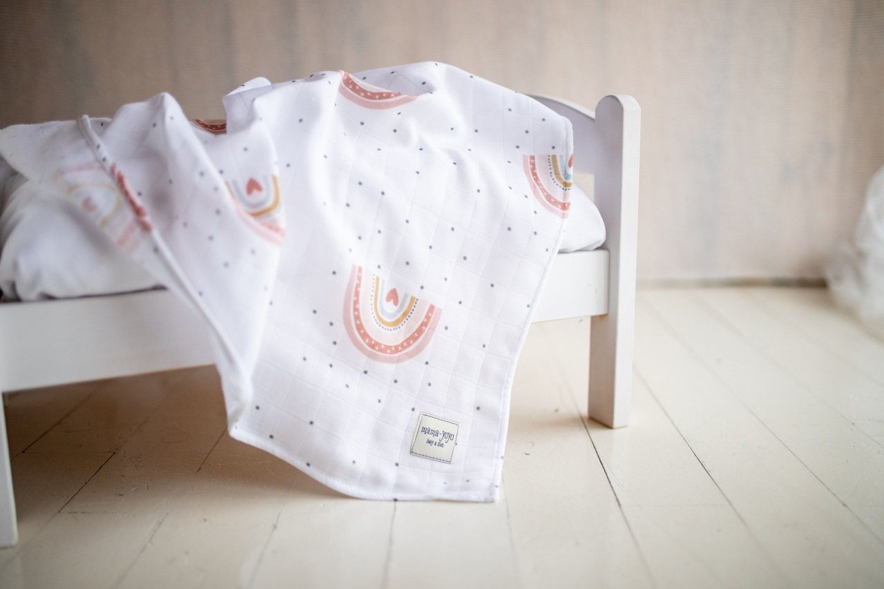 Napë (pelenë) organike 100x100cm me dy mindila - Rainbow